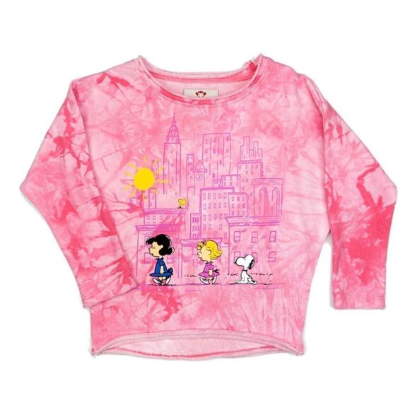 Appaman X Peanuts Slouchy Sweatshirt Light Dyed Pink Size 5 NWT - Picture 1 of 3